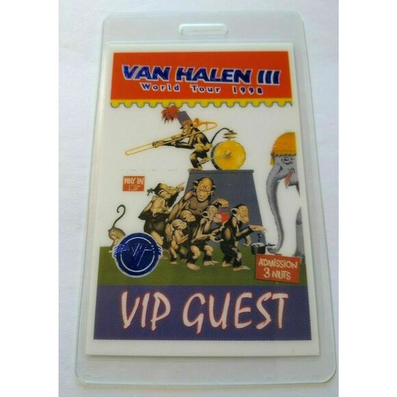 Van Halen III Backstage Pass Original VIP Guest Circus Monkey Artwork 1998 Eddie - Picture 1 of 4